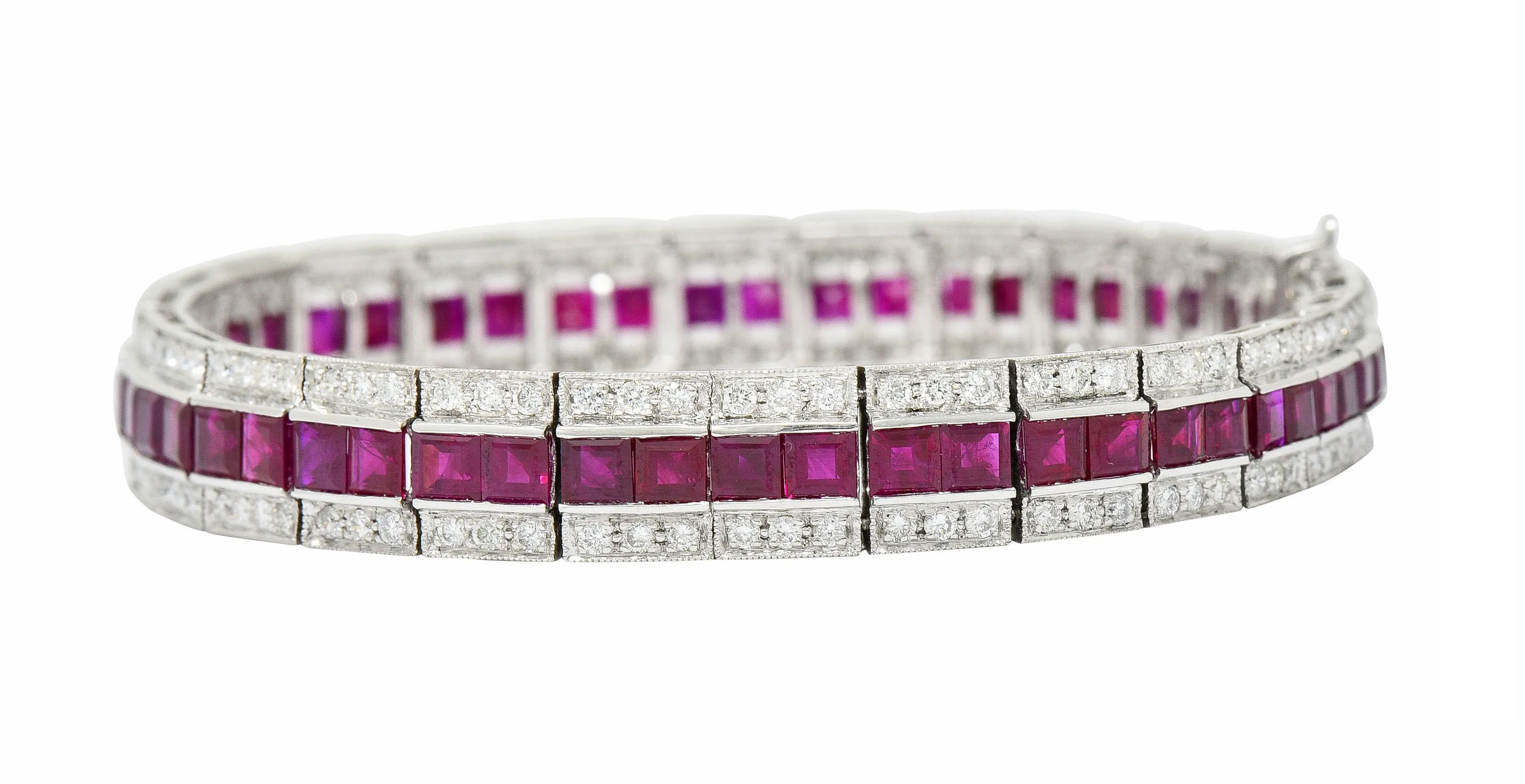 Vintage 14.00 CTW Ruby Diamond Platinum Line Bracelet