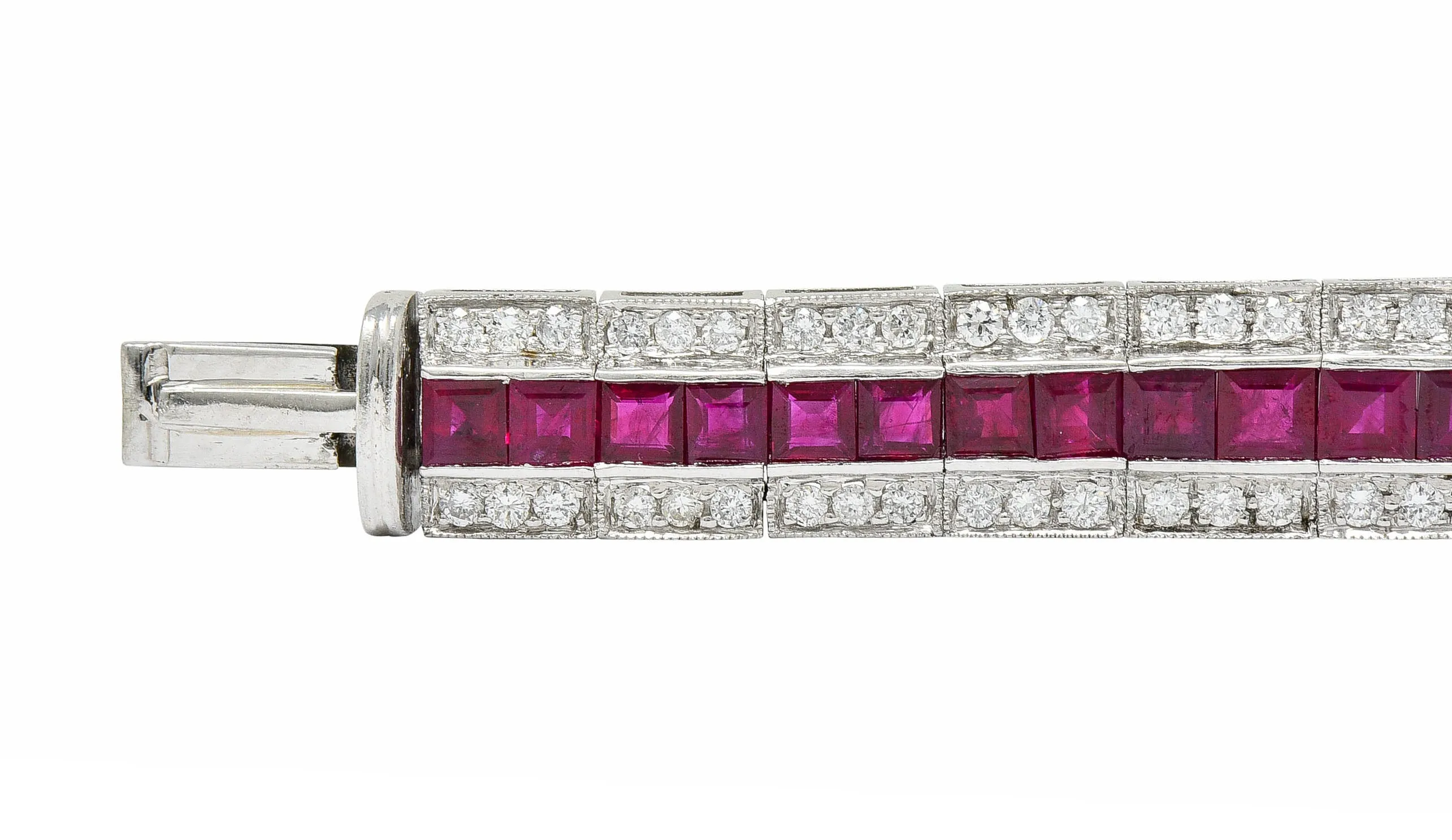 Vintage 14.00 CTW Ruby Diamond Platinum Line Bracelet