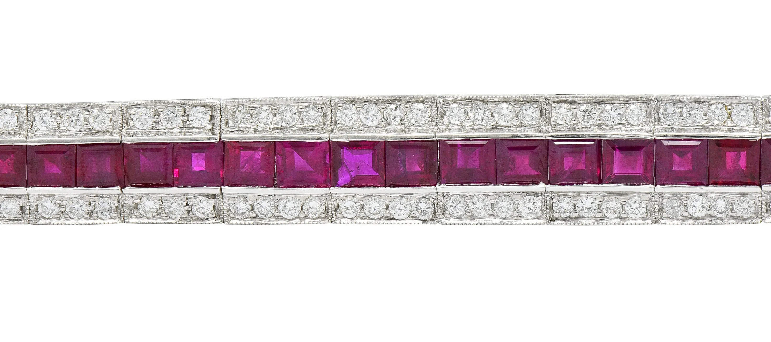 Vintage 14.00 CTW Ruby Diamond Platinum Line Bracelet