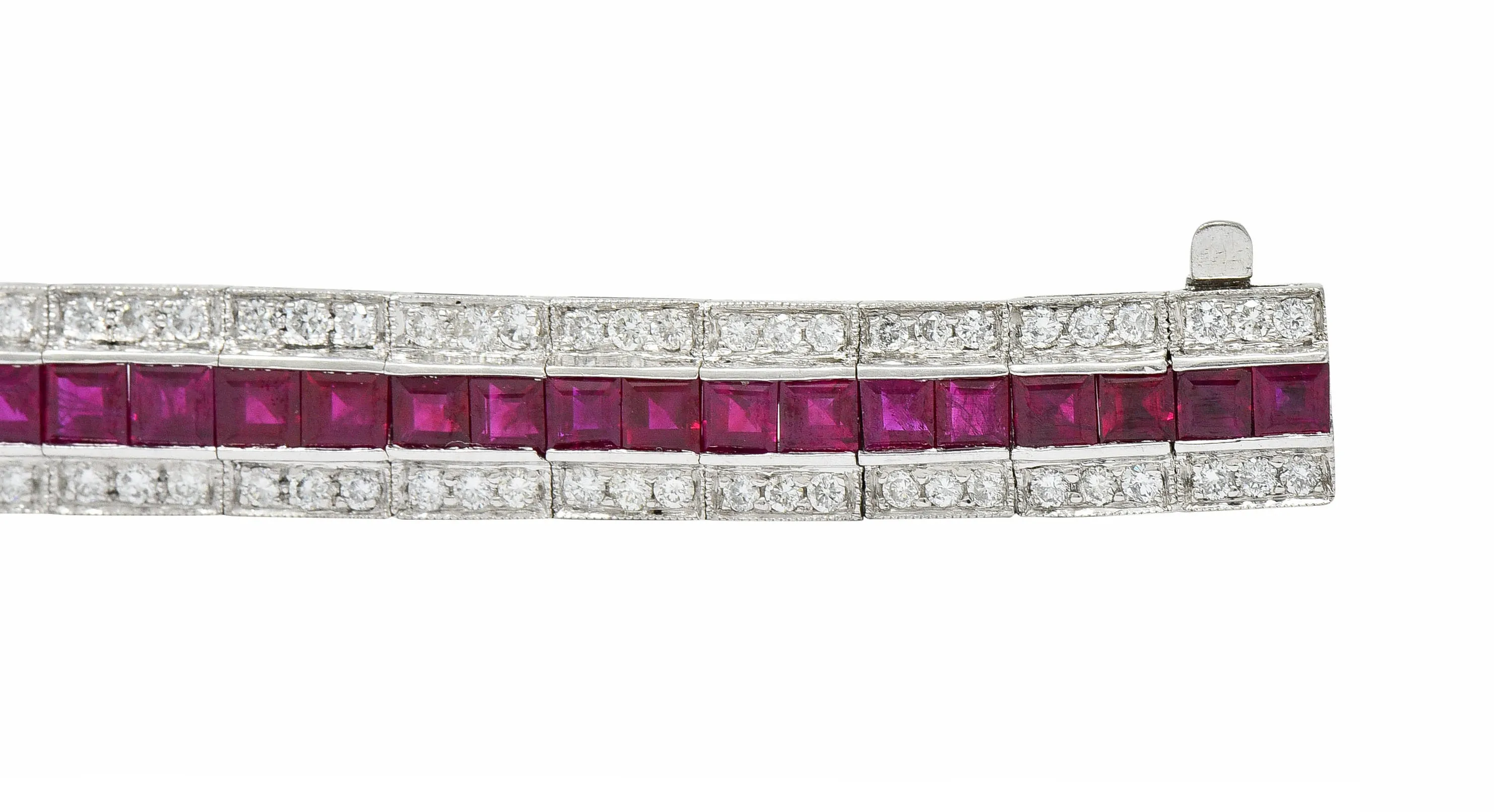 Vintage 14.00 CTW Ruby Diamond Platinum Line Bracelet