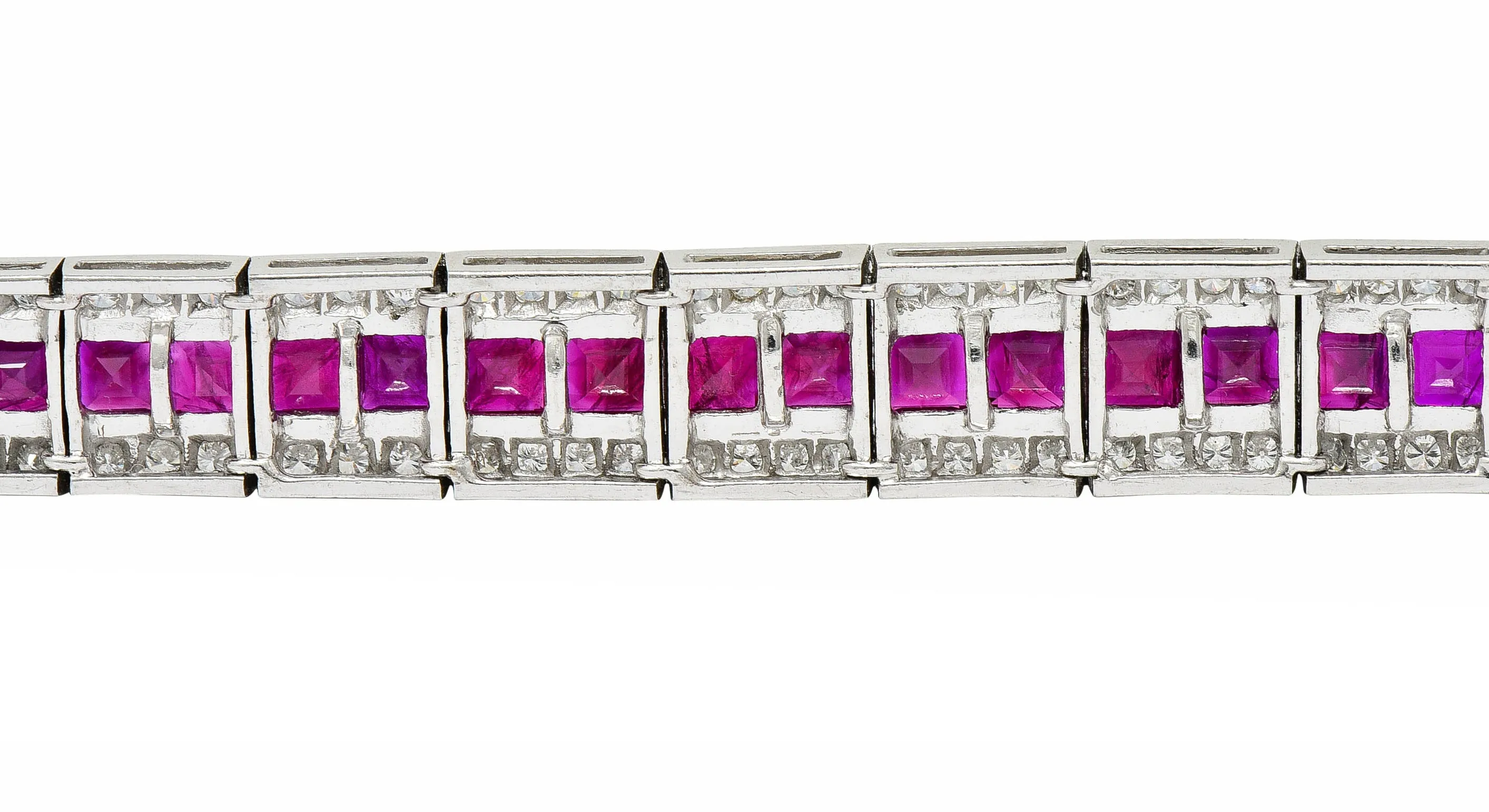 Vintage 14.00 CTW Ruby Diamond Platinum Line Bracelet