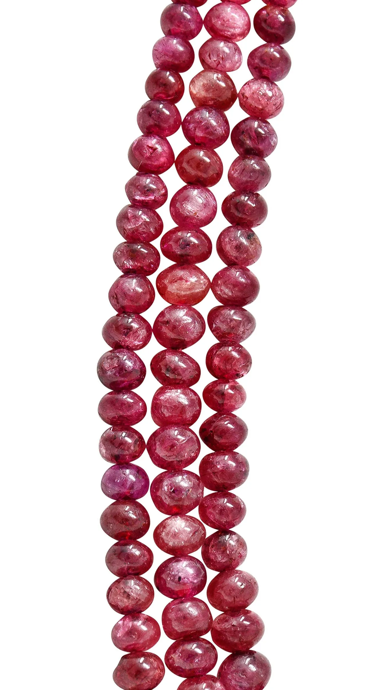 Vintage Ruby Sapphire Emerald Diamond 18 Karat Gold Beaded Swag Necklace