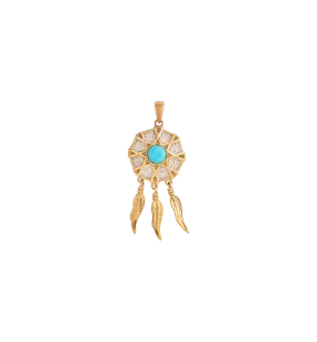 Vintage Turquoise and Diamond Dream Catcher Charm