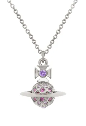 Vivienne Westwood Willa Violet / Amethyst Crystal Orb Pendant Platinum Plated