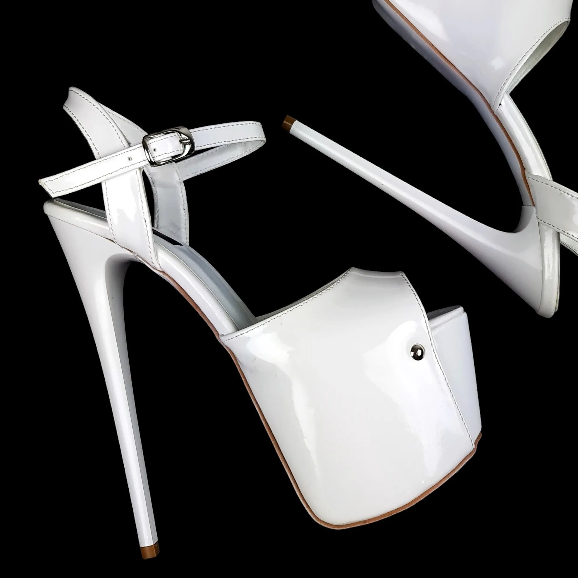 White Gloss High Heel Sandals