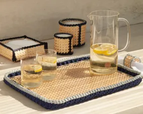 Wicker rectangular tray