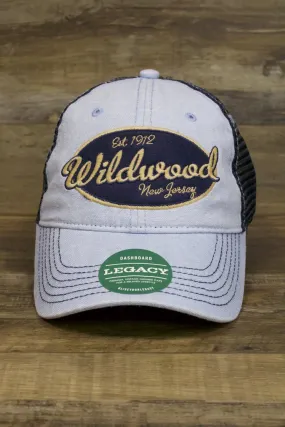 Wildwood Hat | Wildwood New Jersey Est 1912 Oval Logo Light Blue / Navy Trucker Hat