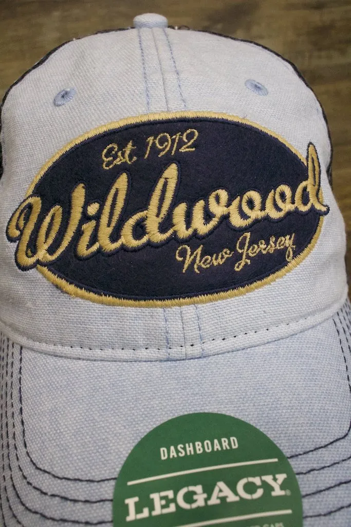 Wildwood Hat | Wildwood New Jersey Est 1912 Oval Logo Light Blue / Navy Trucker Hat