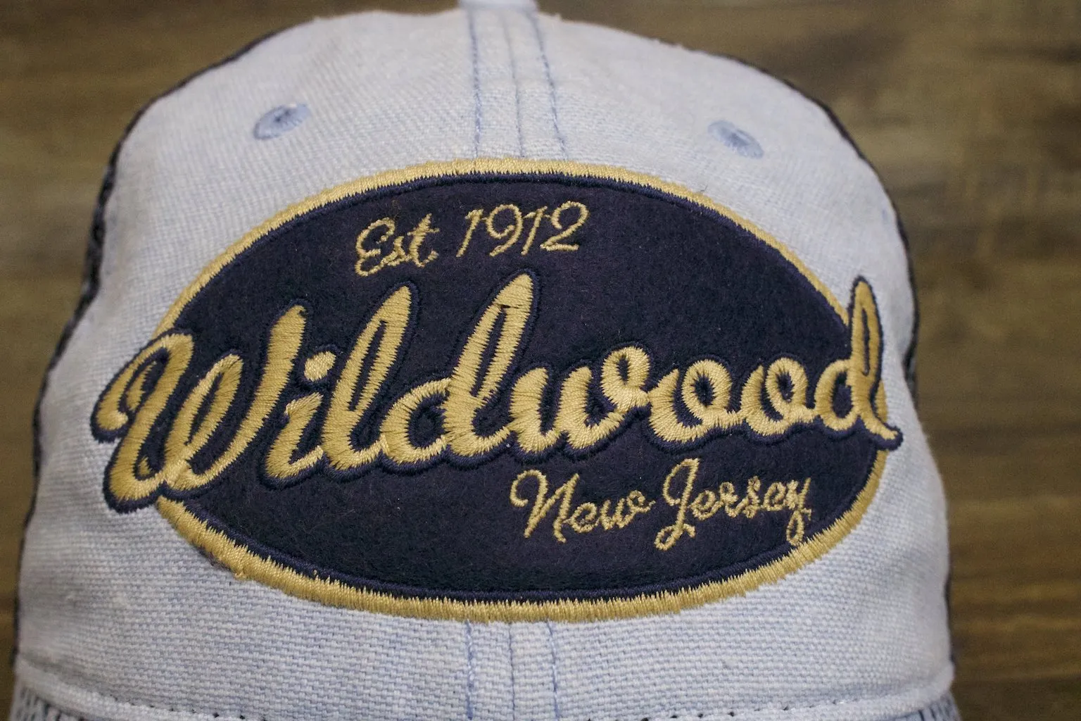 Wildwood Hat | Wildwood New Jersey Est 1912 Oval Logo Light Blue / Navy Trucker Hat