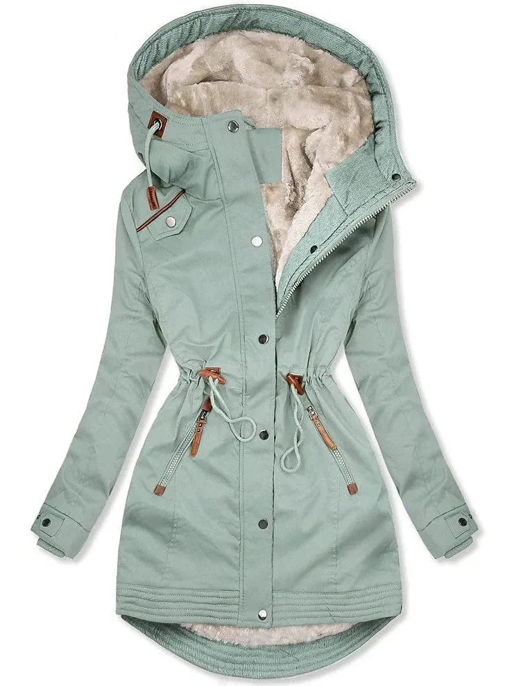 Winter Parka with Faux Fur Hood and Fleece Lining for Women