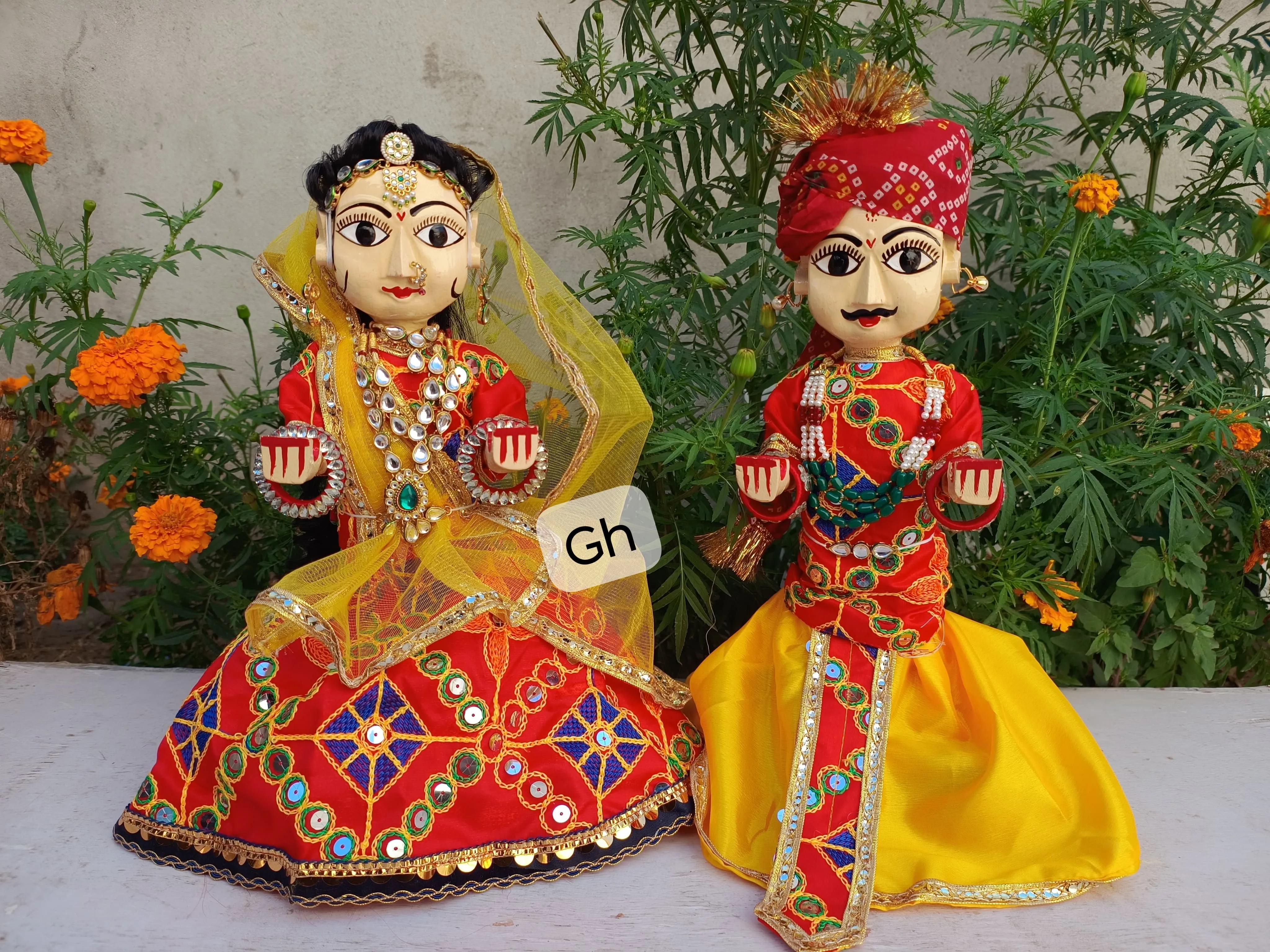 Wooden Gangaur with heavy jewellery -BRIJ001GGB