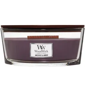 WoodWick Amethyst & Amber Candle Crackles As It Burns Ellipse Hearthwick