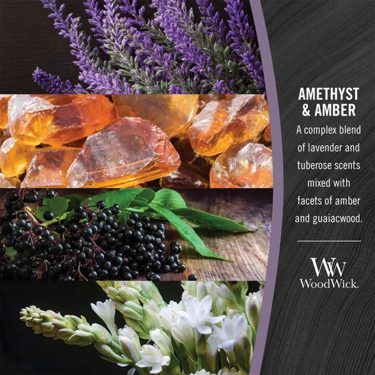 WoodWick Amethyst & Amber Candle Crackles As It Burns Ellipse Hearthwick